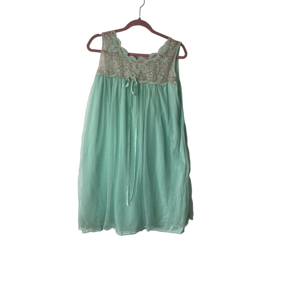 Vintage Nightgown Movie Star Baby Visit Doll Nightgown Aqua Seafoam Avian READ